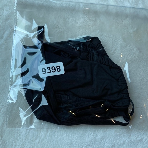 New! WeWoreWhat Ruched Bandeau Halter Bikini Top, black 19398 - Picture 10 of 10